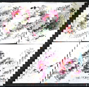 Set of 6 Chinese 'Flowers'Paintings by Liu Baoshen(B.1937),,Ink and Color on Paper