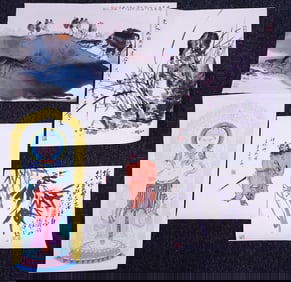 Lot of 5 Chinese Paintings,Ink and Color on Paper