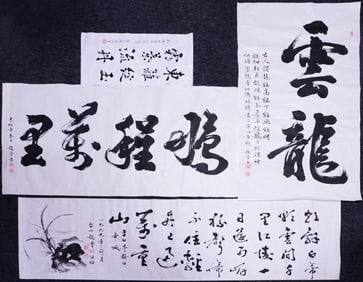Set of 4 Chinese Calligraphy by Zhao Lu(B.1942),Ink on Paper