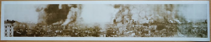 Vintage Panorama Poster, 1906 San Francisco Earthquake 'The Burning City'