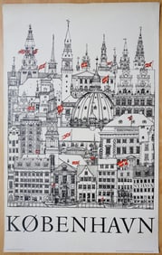 Vintage Copenhagen Poster 'Kobenhavn' Designed By Jacob Sneum