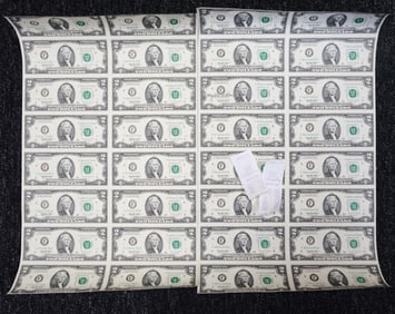 Lot of 2 USA Uncut 1995 Two Dollar Bills Sheet of 16Pc(Each)