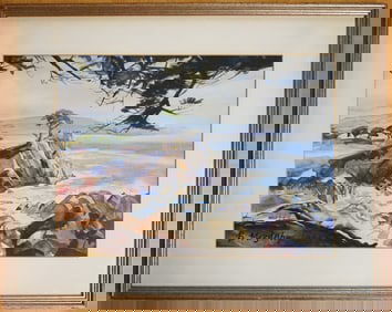 B. Mozdkhy(American, 1931-1975)Signed Watercolor on Paper, 'Coastal', 1964