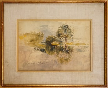 John Whorf Signed Watercolor on Paper, 'Tree By The River'