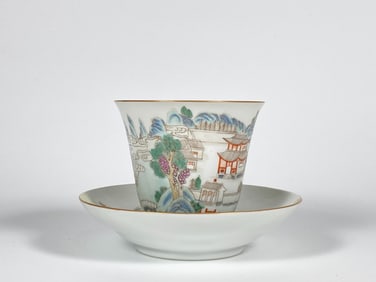 Chinese Famille Rose Cups and Saucer