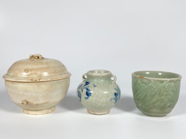 3 Chinese White / Pale Celadon Porcelain Ware