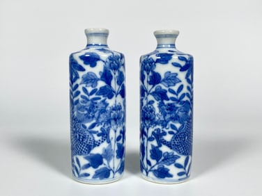 Two Chinese Blue and White Snuff Bottles