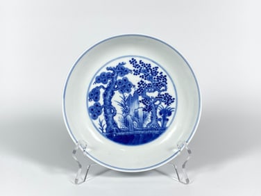 A Chinese Blue and White 'Three Friends of Winter' Dish
