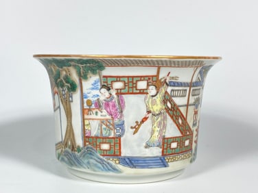 Chinese Famille Rose 'Terrace and Garden Scenes ' Planter,  Republic Period