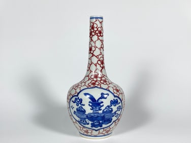 Chinese Underglaze Blue and Iron Red Bottle Vase