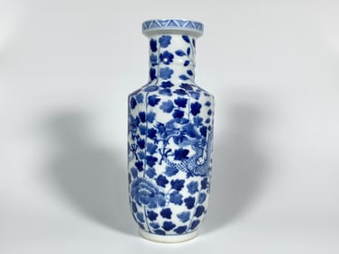 Chinese Blue and White Porcelain Dragon's Rouleau Vase