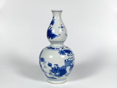 A Blue and White 'official' Double-Gourd Vase