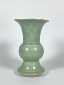 Chinese 'Longquan' Celadon-Glazed Gu-Shaped Vase