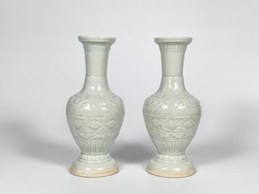 Two White Ware 'Qingbai'Molded Vases