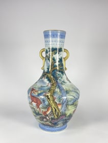 Chinese Blue White Famille Rose Enamel on Porcelain Vase