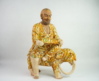 Chinese Sancai-Glazed Figure of 'Elephant and Luohan'