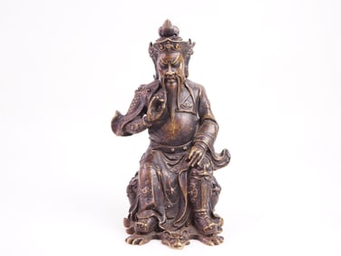 Chinese Bronze Seated Figure of Guan Yu