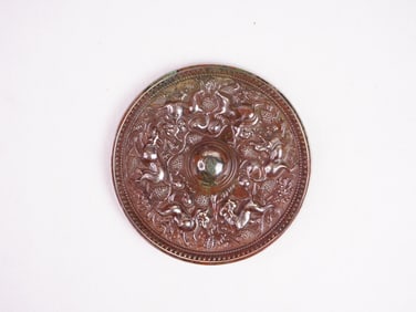 Antique Chinese Bronze 'Sea Beast and Grapes' Mirror