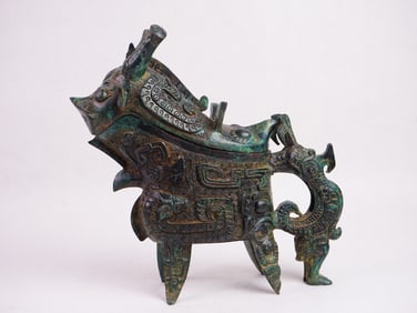 Chinese Bronze 'Mythical Beast'Vessel, Zun