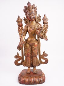 Chinese Gilt Bronze Figure of Manjushree