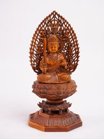 Chinese Boxwood Figure of Manjushri