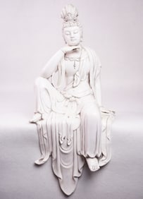 Chinese Dehua Blanc De Chine Figure of A Seated Guanyin