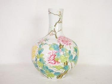 Chinese Famille Rose "Floral and Butterfly' Globular Vase, 20th Century