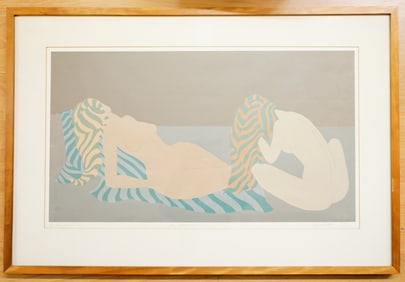 Vintage Artist Signed Print,Nude Women
