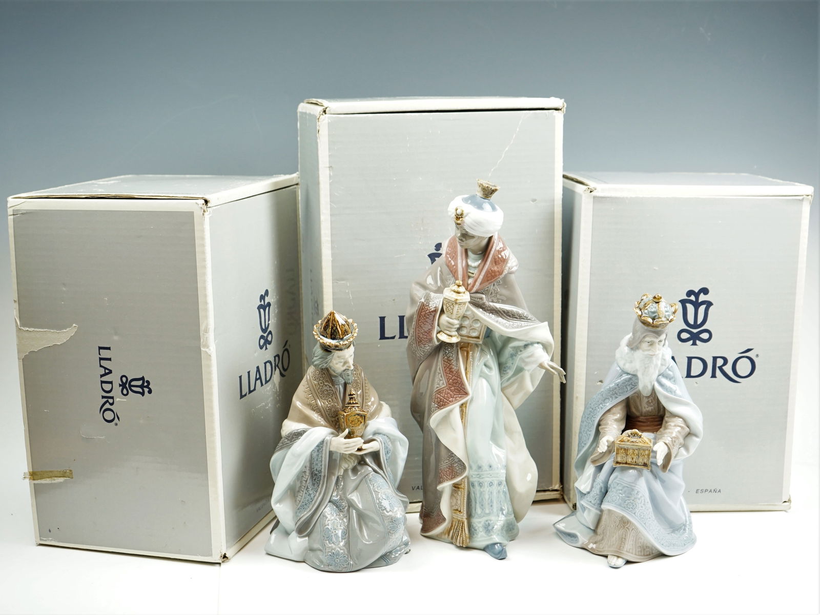 Lladro Spain Three Kings/ Wise Men Set W/ Original Box