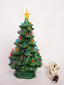 Vintage Ceramic Christmas Tree Table Lamp