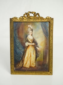 19th Century European Noblewoman Portrait With A Brass Frame
