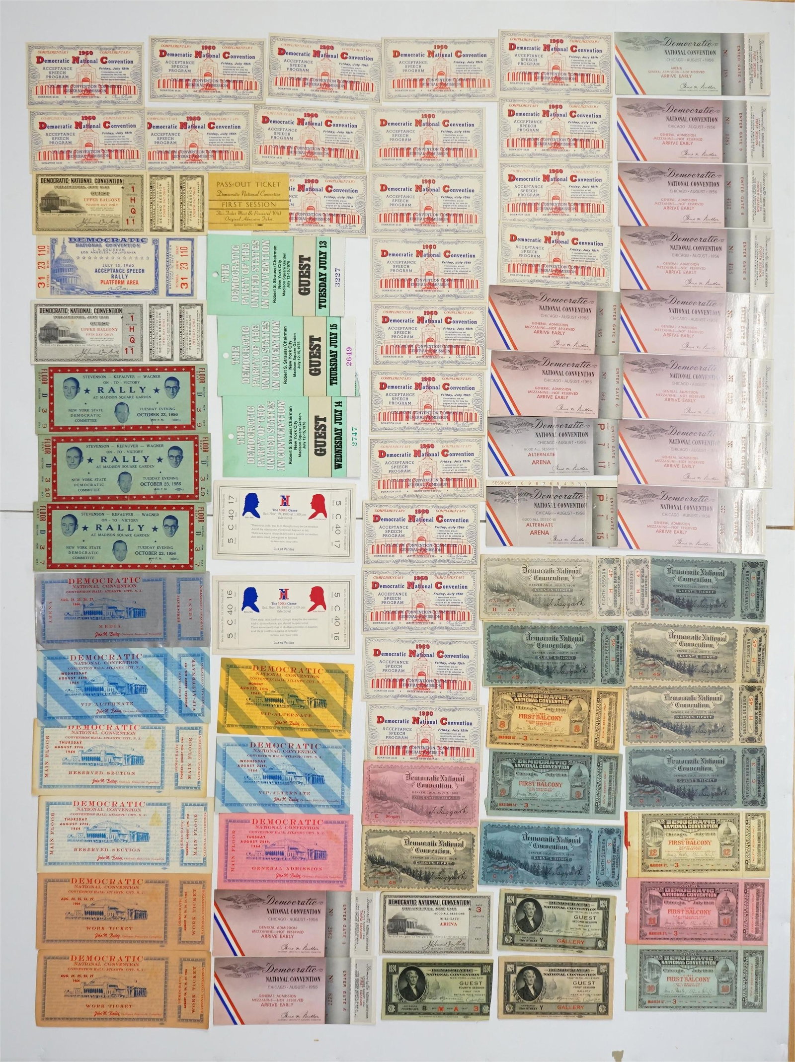 Over 70 Pieces of Democratic National Convention Tickets, 1908-1983: Shipping: We offer in-house shipping services for most small items. This means that we will take care of packing and shipping the items directly to you. For larger or specialized items, we recommend u