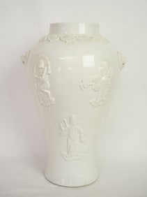 Chinese White-Glazed Moulded Lamp Vase