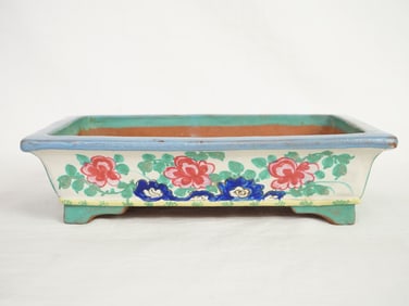 Chinese Hand Painted Glazed Yixing Narcissus Tray