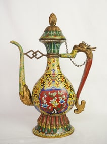 Chinese Cloisonne Enamel Wine Pot,Republic Period