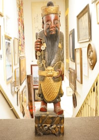 Large Chinese Carved Wood Figure of An Immortal 