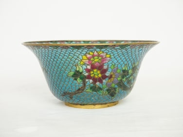 Antique Chinese Cloisonne Enamel Plique A Jour Bowl