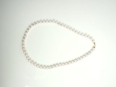 Chinese 14K Gold and White Jade Bead Necklace,Qing Dynasty