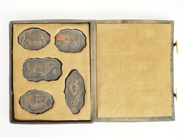 Set of 5 Chinese Ink Sticks With Box