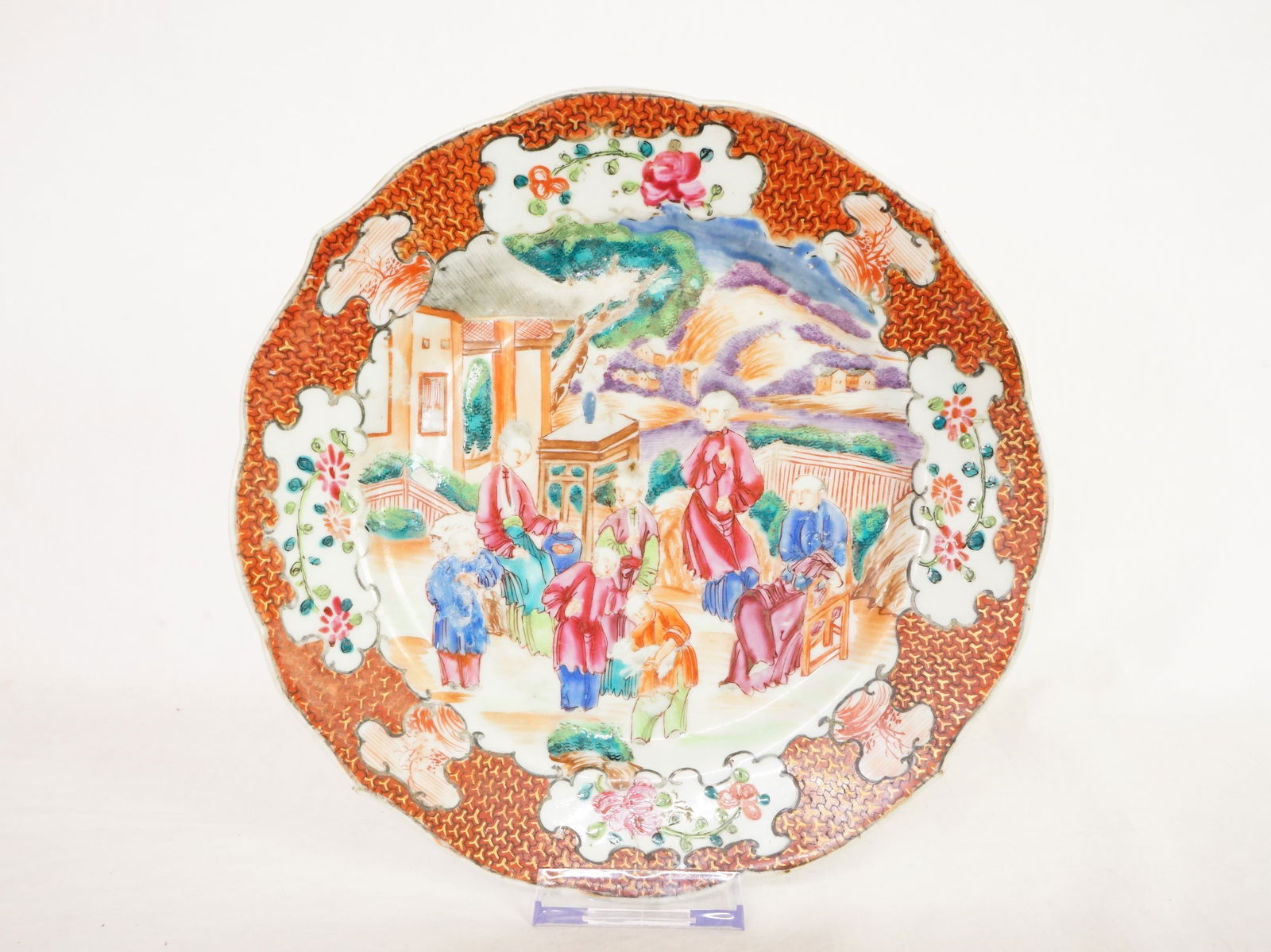 Chinese Export Famille Rose 'Mandarin' Plate,18th Century (1 of 8)