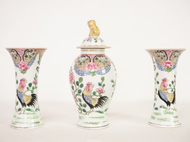 Set of 3 Chinese Export Famille Rose Vases,19th Century