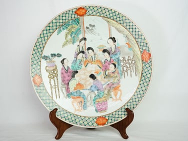Rare Large Chinese Famille Rose ‘The Story of the Stone' Charger,19th Century
