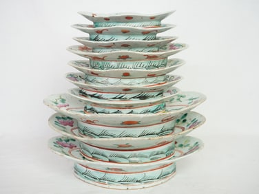 Group of 10 Chinese Export Famille Rose Footed Bowls,19th/20th Century