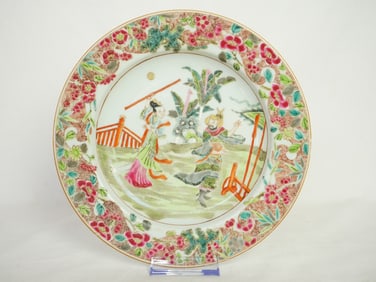 Chinese Export Famille Rose 'Figural' Plate,18th Century