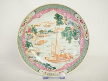 Chinese Export Famille Rose 'Landscape' Plate,Qing Dynasty