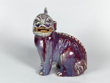 Chinese Purple Flambe Glazed Gilin Buddhist Dog