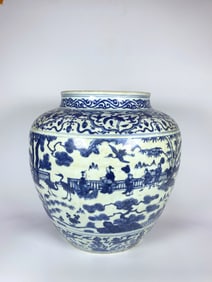 Chinese Blue and White 'Figural' Jar,16th Century(Ming Dynasty)