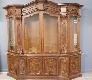 Massive Burlwood Finish Break Front 