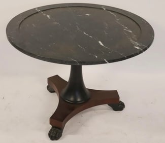 Round Table With Black Marble Slate