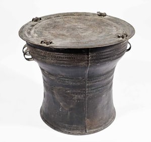 Antique Southeast Asia Bronze Rain Drum 